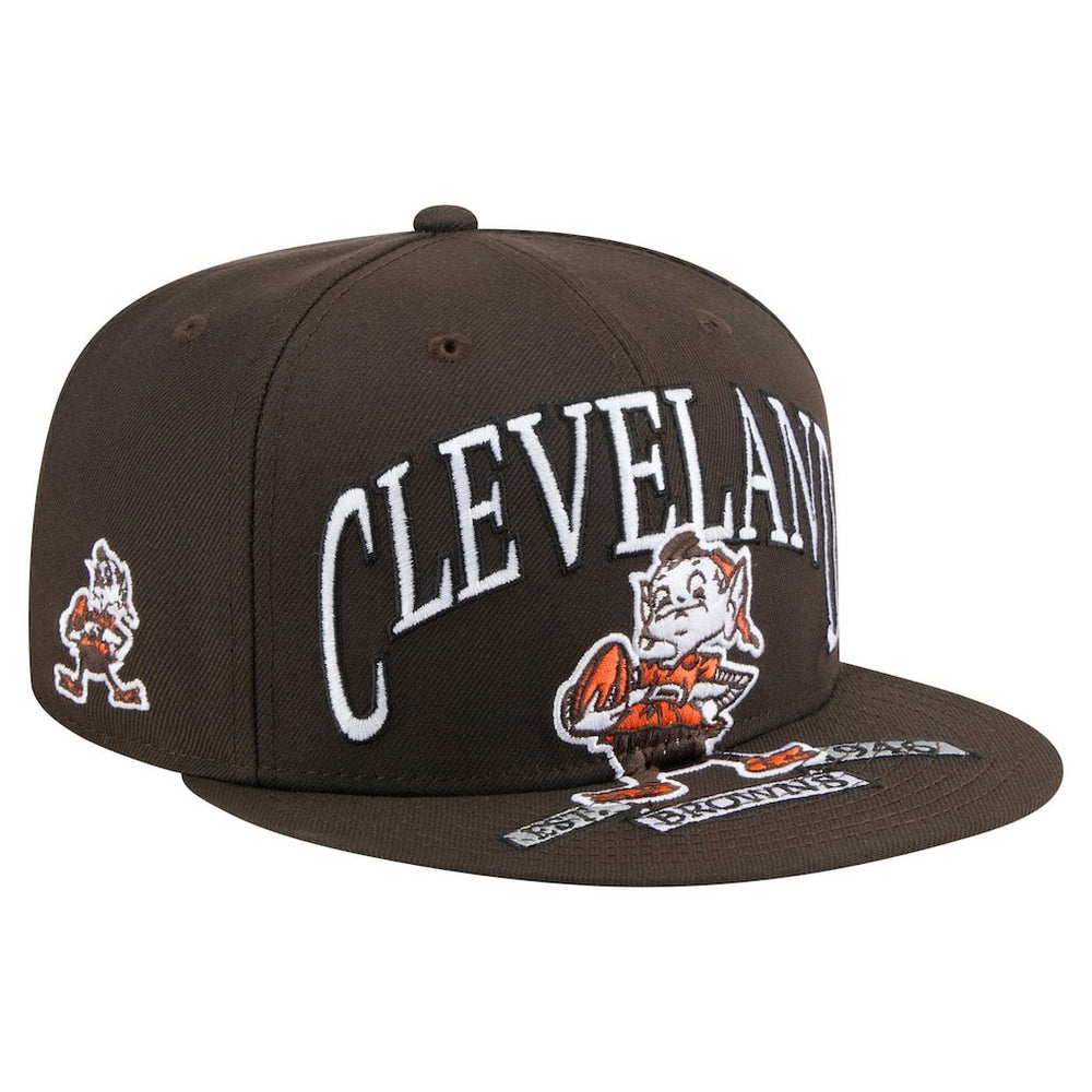 Cleveland Browns New Era Throwback Oversized 59FIFTY Fitted Hat Brown | NFL