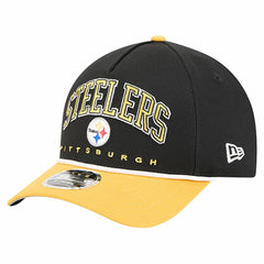 Pittsburgh Steelers New Era Arch COOLERA 9FORTY A-Frame M-Crown Adjustable Hat Black | NFL