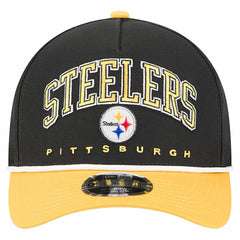 Pittsburgh Steelers New Era Arch COOLERA 9FORTY A-Frame M-Crown Adjustable Hat Black | NFL