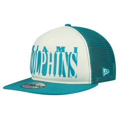 Miami Dolphins New Era Throwback Cutout A-Frame 9FIFTY Snapback Hat Cream/Aqua | NFL