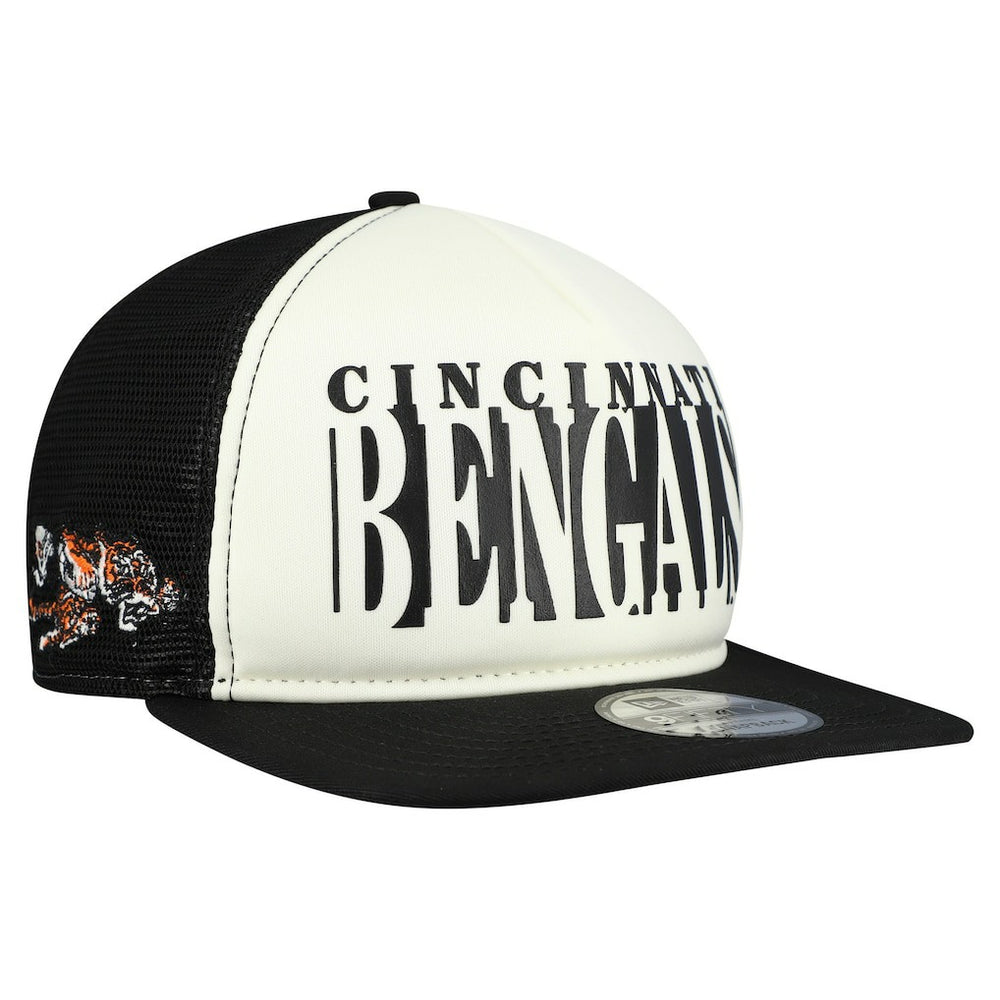 Cincinnati Bengals New Era Throwback Cutout A-Frame 9FIFTY Snapback Hat Cream/Black | NFL