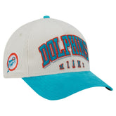 Miami Dolphins New Era Throwback Two-Tone Sided Corduroy 9FORTY A-Frame Adjustable Hat Cream/Aqua | NFL