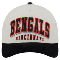 Cincinnati Bengals New Era Head Two-Tone Sided Corduroy 9FORTY A-Frame Adjustable Hat Cream/Black | NFL