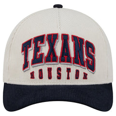 Houston Texans New Era Two-Tone Sided Corduroy 9FORTY A-Frame Adjustable Hat Cream/Navy | NFL