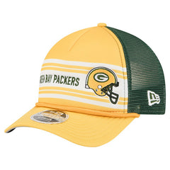 Green Bay Packers New Era Linear A-Frame 9FORTY Adjustable Hat Gold | NFL