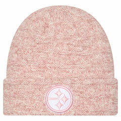 Pittsburgh Steelers New Era Women's Metallic Cuffed Knit Hat Pink | NFL
