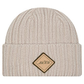 New York Jets New Era Logo Applique Cuffed Knit Hat Light Beige | NFL