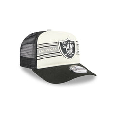 Las Vegas Raiders New Era Banner A-Frame 9FIFTY Trucker Snapback Hat Cream/Black | NFL