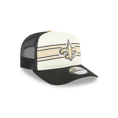 New Orleans Saints New Era Banner A-Frame 9FIFTY Trucker Snapback Hat Cream/Black | NFL