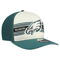 Philadelphia Eagles New Era Banner A-Frame 9FIFTY Snapback Hat Cream/Midnight Green | NFL