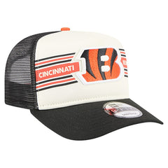 Cincinnati Bengals New Era Banner A-Frame 9FIFTY Trucker Snapback Hat Cream/Black | NFL