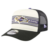 Baltimore Ravens New Era Banner A-Frame 9FIFTY Trucker Snapback Hat Cream/Black | NFL