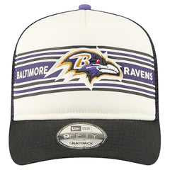 Baltimore Ravens New Era Banner A-Frame 9FIFTY Trucker Snapback Hat Cream/Black | NFL