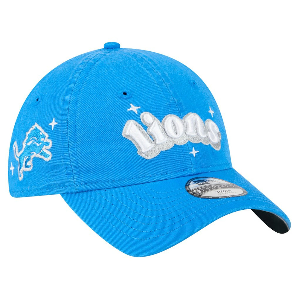 Detroit Lions New Era Girls Youth Cheer 9TWENTY Adjustable Hat Blue | NFL