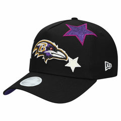 Baltimore Ravens New Era Women's Stardom A-Frame 9FORTY Adjustable Hat Black | NFL