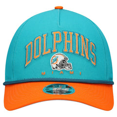 Miami Dolphins New Era Youth Arch COOLERA 9FORTY A-Frame Adjustable Hat Aqua/Orange | NFL