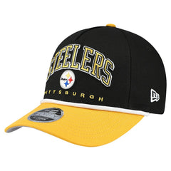 Pittsburgh Steelers New Era Youth Arch COOLERA 9FORTY A-Frame Adjustable Hat Black/Gold | NFL