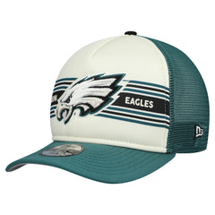 Philadelphia Eagles New Era Youth Banner 9FIFTY A-Frame Adjustable Trucker Hat Cream/Midnight Green | NFL