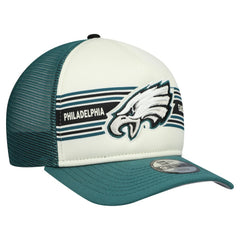 Philadelphia Eagles New Era Youth Banner 9FIFTY A-Frame Adjustable Trucker Hat Cream/Midnight Green | NFL