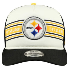 Pittsburgh Steelers New Era Youth Banner 9FIFTY A-Frame Adjustable Trucker Hat Cream/Black | NFL