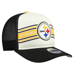 Pittsburgh Steelers New Era Youth Banner 9FIFTY A-Frame Adjustable Trucker Hat Cream/Black | NFL