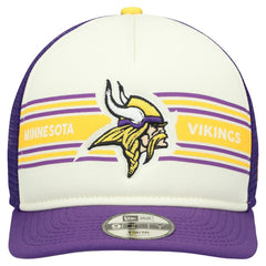Minnesota Vikings New Era Youth Banner 9FIFTY A-Frame Adjustable Trucker Hat Cream/Purple | NFL