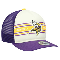 Minnesota Vikings New Era Youth Banner 9FIFTY A-Frame Adjustable Trucker Hat Cream/Purple | NFL