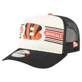Cincinnati Bengals New Era Youth Banner 9FIFTY A-Frame Adjustable Trucker Hat Cream/Black | NFL