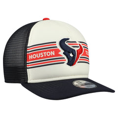 Houston Texans New Era Youth Banner 9FIFTY A-Frame Adjustable Trucker Hat Cream/Navy | NFL