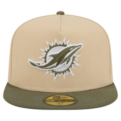 Miami Dolphins New Era Color Pack A-Frame 59FIFTY Fitted Hat Beige/Olive | NFL