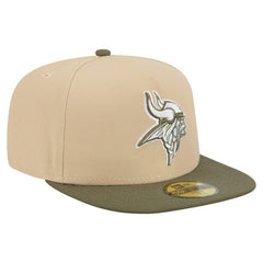 Minnesota Vikings New Era Color Pack A-Frame 59FIFTY Fitted Hat Light Beige/Olive | NFL