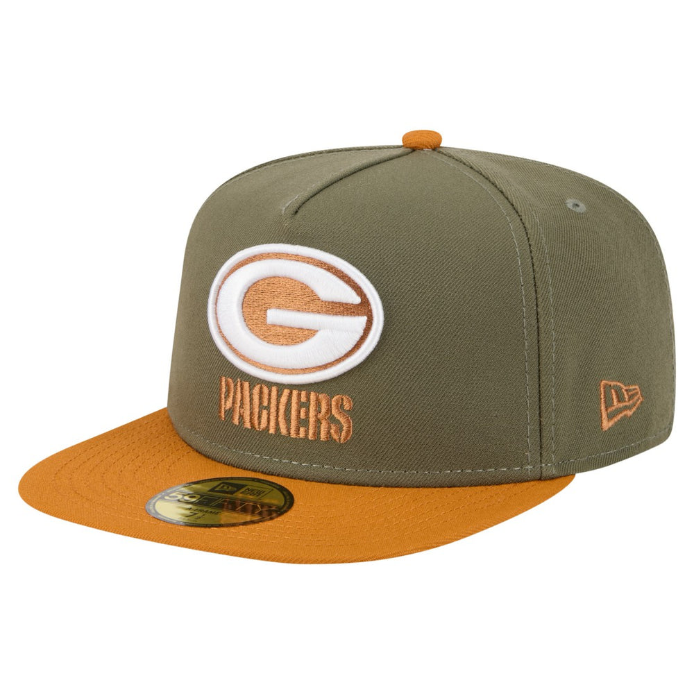 Green Bay Packers New Era Color Pack A-Frame 59FIFTY Fitted Hat Olive/Brown | NFL