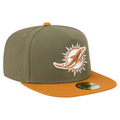 Miami Dolphins New Era Color Pack A-Frame 59FIFTY Fitted Hat Olive/Brown | NFL