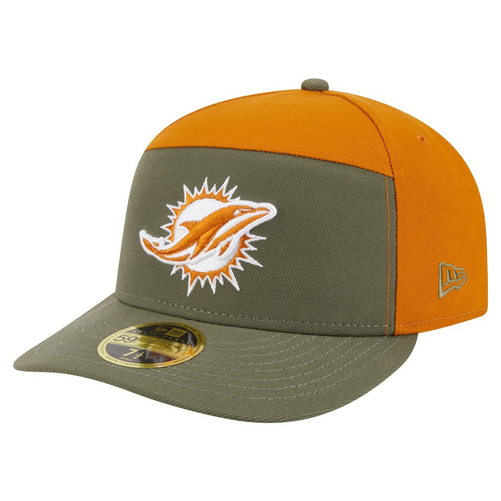 Miami Dolphins New Era Two-Tone Color Pack Split Panel 59FIFTY Fitted Hat Olive/Brown | NFL