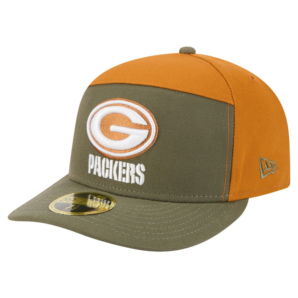 Green Bay Packers New Era Two-Tone Color Pack Split Panel 59FIFTY Fitted Hat Olive/Brown | NFL