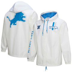 Detroit Lions Vintage Logo Coaches Full-Snap Hoodie Jacket White | Mitchell & Ness
