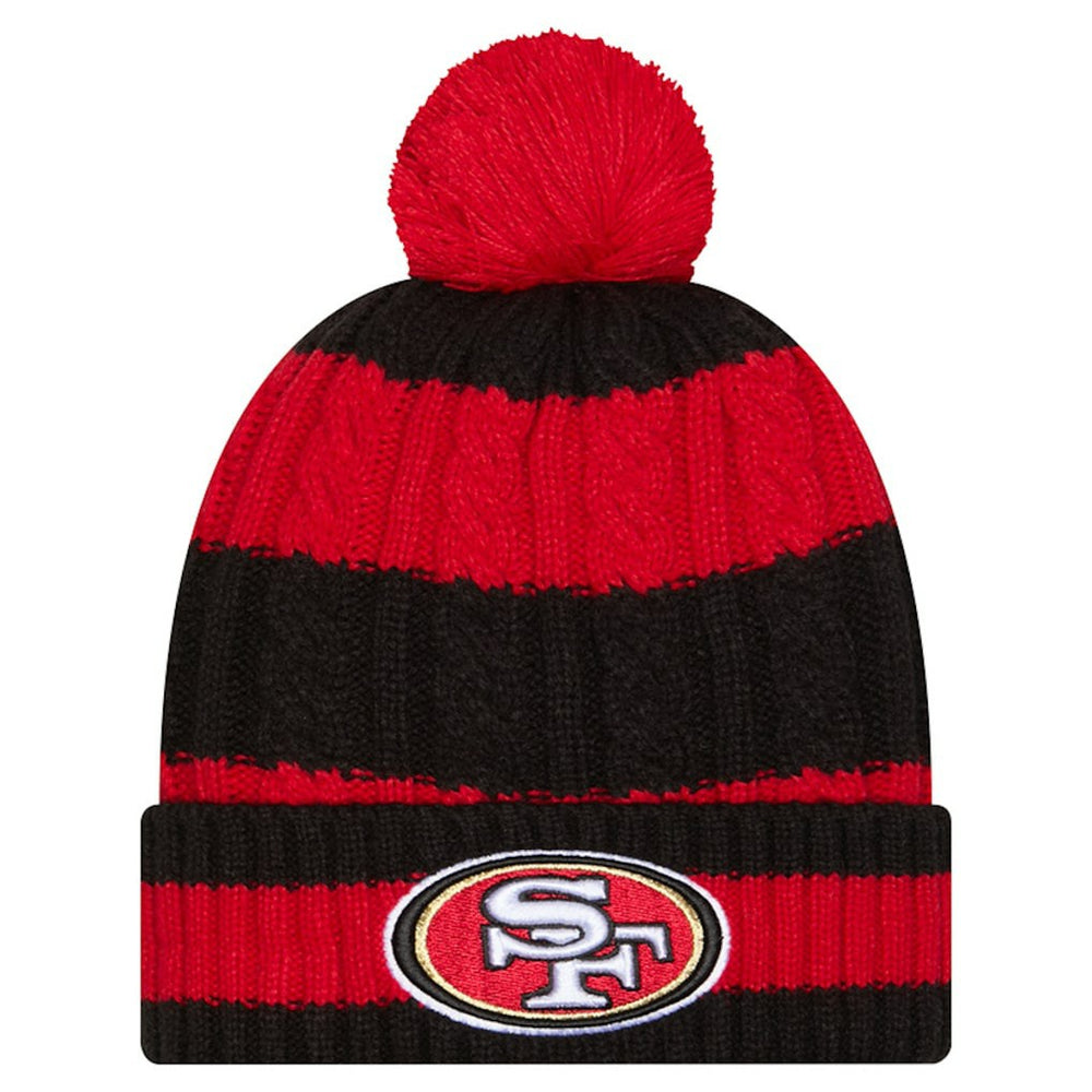 San Francisco 49ers New Era Women's Braided Cuffed Knit Hat with Pom Scarlet | NFL