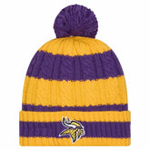 Minnesota Vikings New Era Women's Braided Cuffed Knit Hat with Pom Purple | NFL