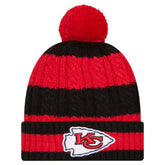 Kansas City Chiefs New Era Women's Braided Cuffed Knit Hat with Pom Red | NFL