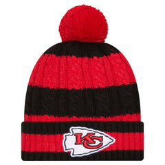 Kansas City Chiefs New Era Women's Braided Cuffed Knit Hat with Pom Red | NFL
