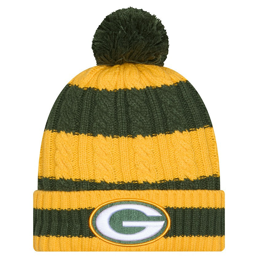Green Bay Packers New Era Women's Braided Cuffed Knit Hat with Pom Green | NFL