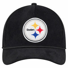 Pittsburgh Steelers New Era Cord Corduroy 9FORTY A-Frame Adjustable Hat Black | NFL