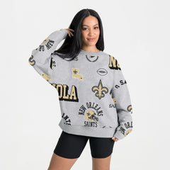New Orleans Saints Gameday Couture Women's Always On Repeat Fleece Sweatshirt Heather Gray | NFL