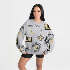 New Orleans Saints Gameday Couture Women's Always On Repeat Fleece Sweatshirt Heather Gray | NFL