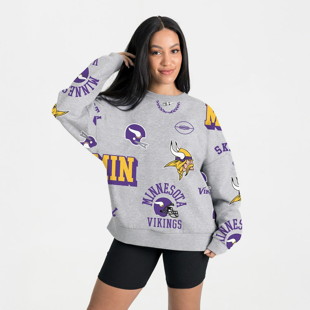 Minnesota Vikings Gameday Couture Women's Always On Repeat Fleece Sweatshirt Heather Gray | NFL