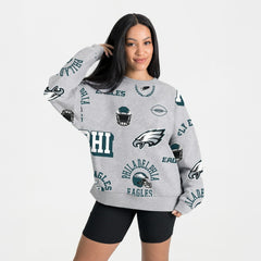 Philadelphia Eagles Gameday Couture Women's Always On Repeat Fleece Sweatshirt Heather Gray | NFL