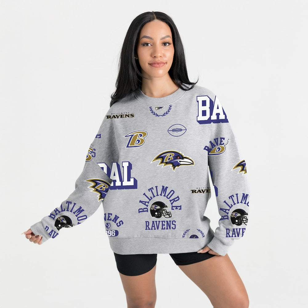Baltimore Ravens Gameday Couture Women's Always On Repeat Fleece Sweatshirt Heather Gray | NFL