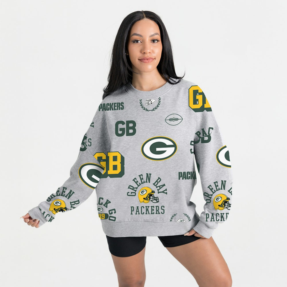 Green Bay Packers Gameday Couture Women's Always On Repeat Fleece Sweatshirt Heather Gray | NFL
