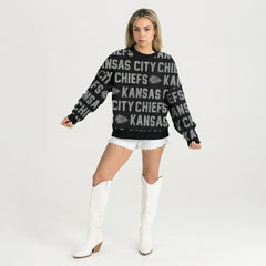Kansas City Chiefs Gameday Couture Women's Oversized Hype Era Rhinestone Text Sweatshirt Black | NFL