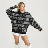 Miami Dolphins Gameday Couture Women's Oversized Hype Era Rhinestone Text Sweatshirt Black | NFL